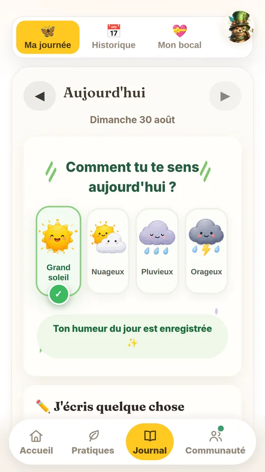 Application de gratitude gratuite Joie : le journal et l'humeur du jour